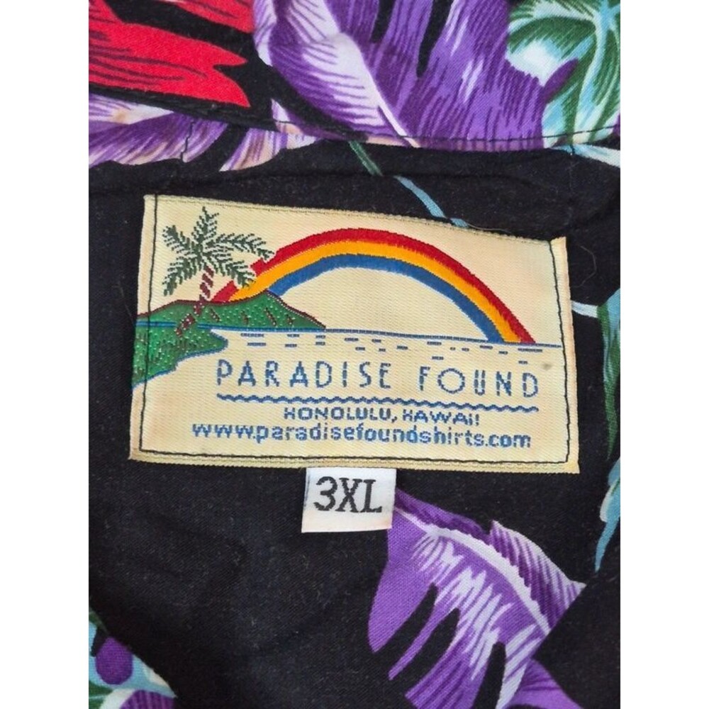 Vintage Paradise Found Shirt Mens 3XL Purple Hawaiian Bird 100% Rayon Magnum PI - Picture 5 of 11